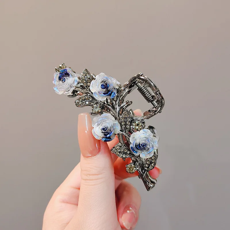 حبر ماء ماسية على شكل زهرة الورد مخالب شعر للنساء والفتيات ، إكسسوارات شعر للحفلات ، الموضة ، 1 * * #5
