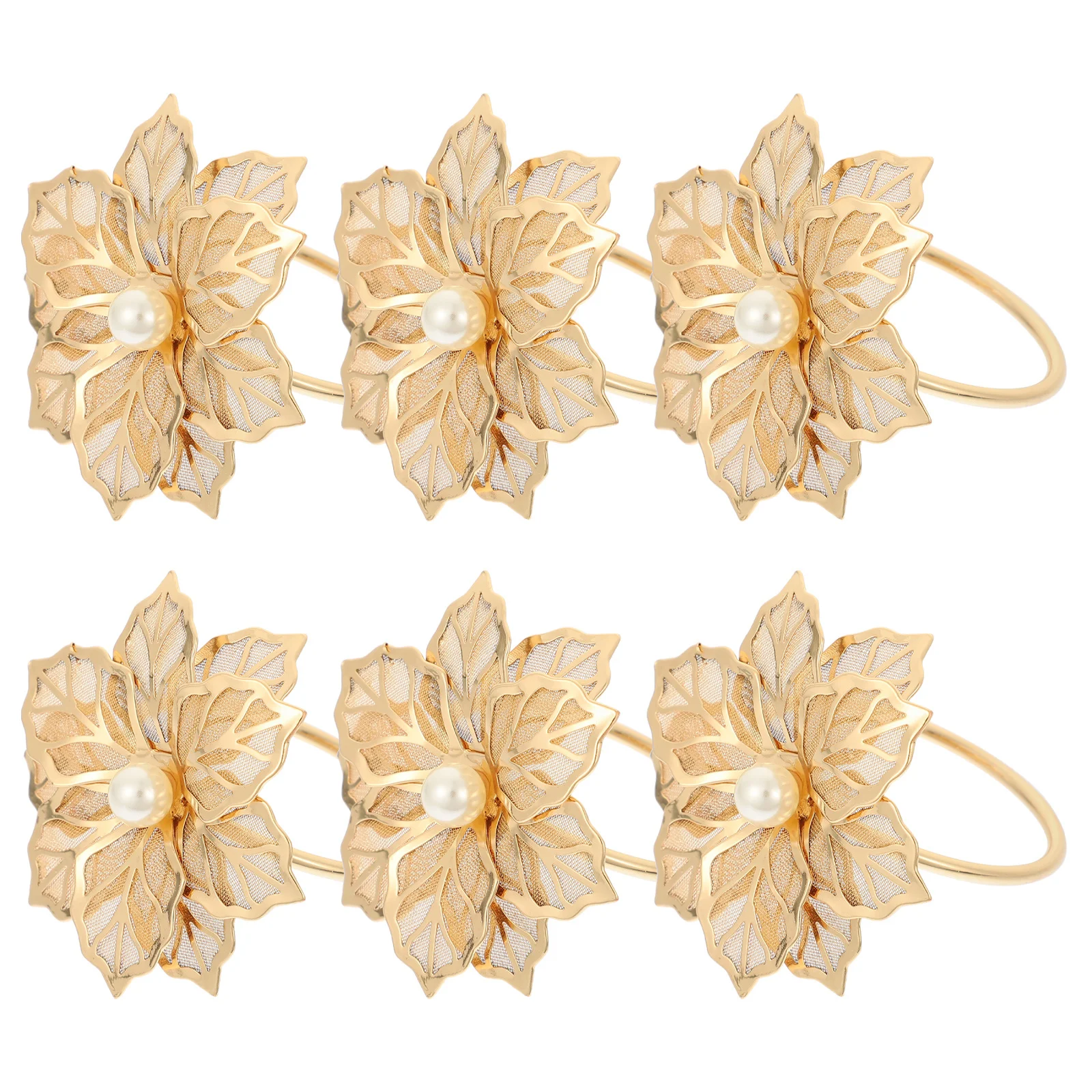 

6pcs Flower Rings Rose Pattern Metal Serviette Rings Decorative Holders Wedding Party Table Decor Banquet Napkin Ring Serviette