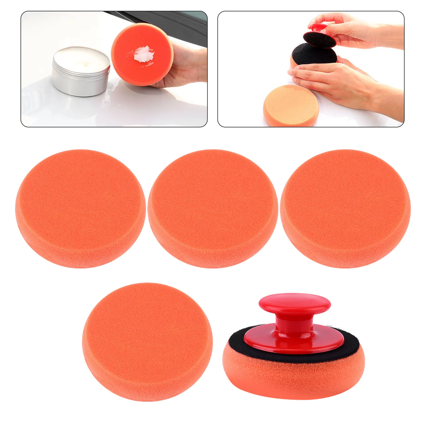 

6Pcs Car Body Polishing Sponge Pads Soft Buffing Polishing Auto Waxing Hand Tools Sponge Set Waxing Hand Tools