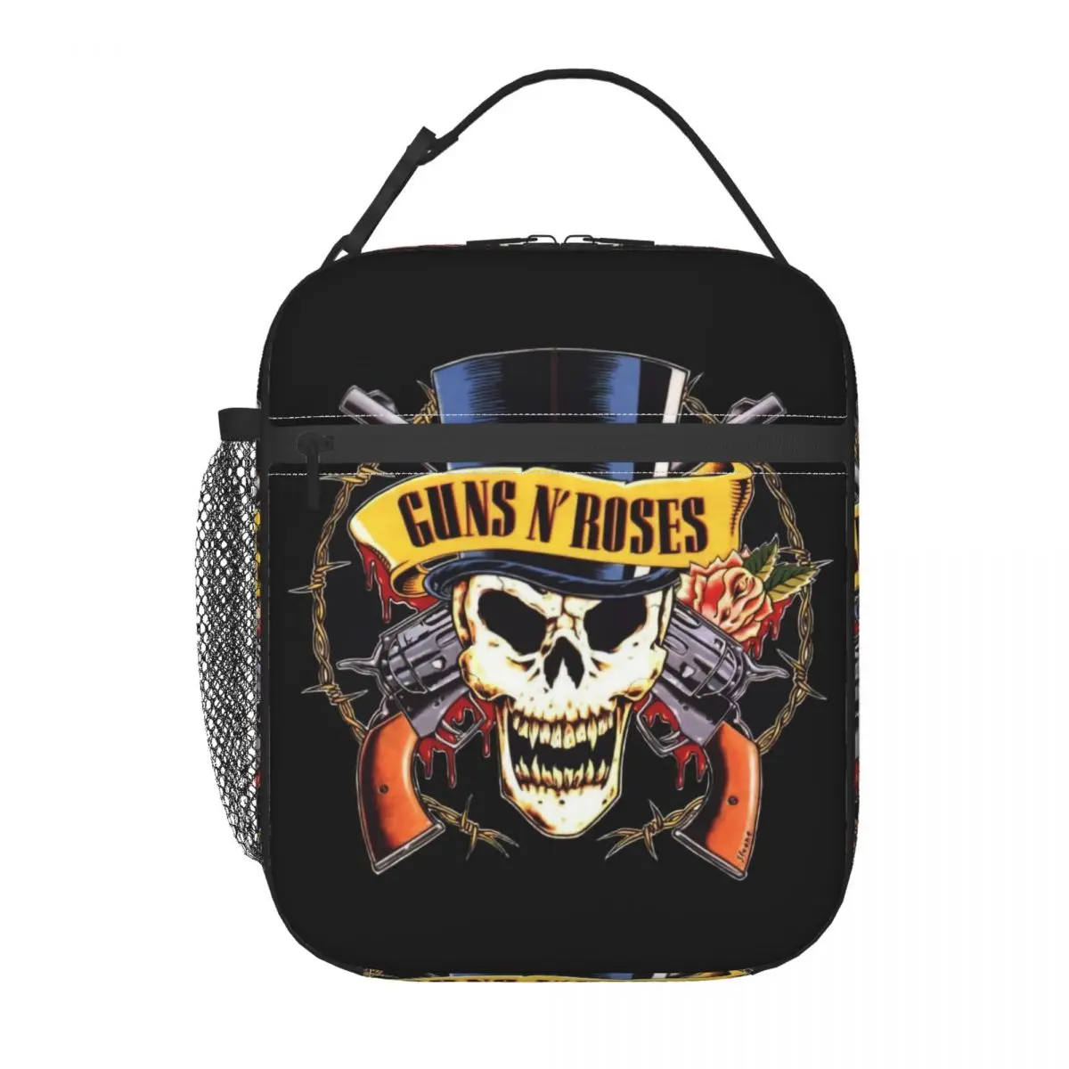 Guns N Rose Logo Heavy Metal Thermal Insulated Lunch Bag Women Resuable Lunch Tote for School Office Outdoor Storage Food Box