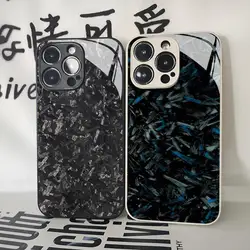 Normal Real Forged Carbon Phone Case for Iphone 16 15 14 12 11 13 Pro Max Mini X Xr Xs Se 8 Puls glass Cover