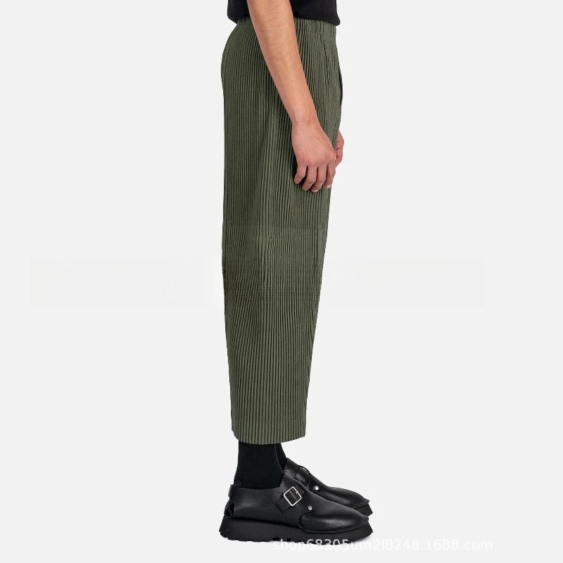 Miyake Pleated Men's Work Pants 2025 Series Premium Pleated Pants Army Green Loose Casual Dress Pants Men's Spring Autumn