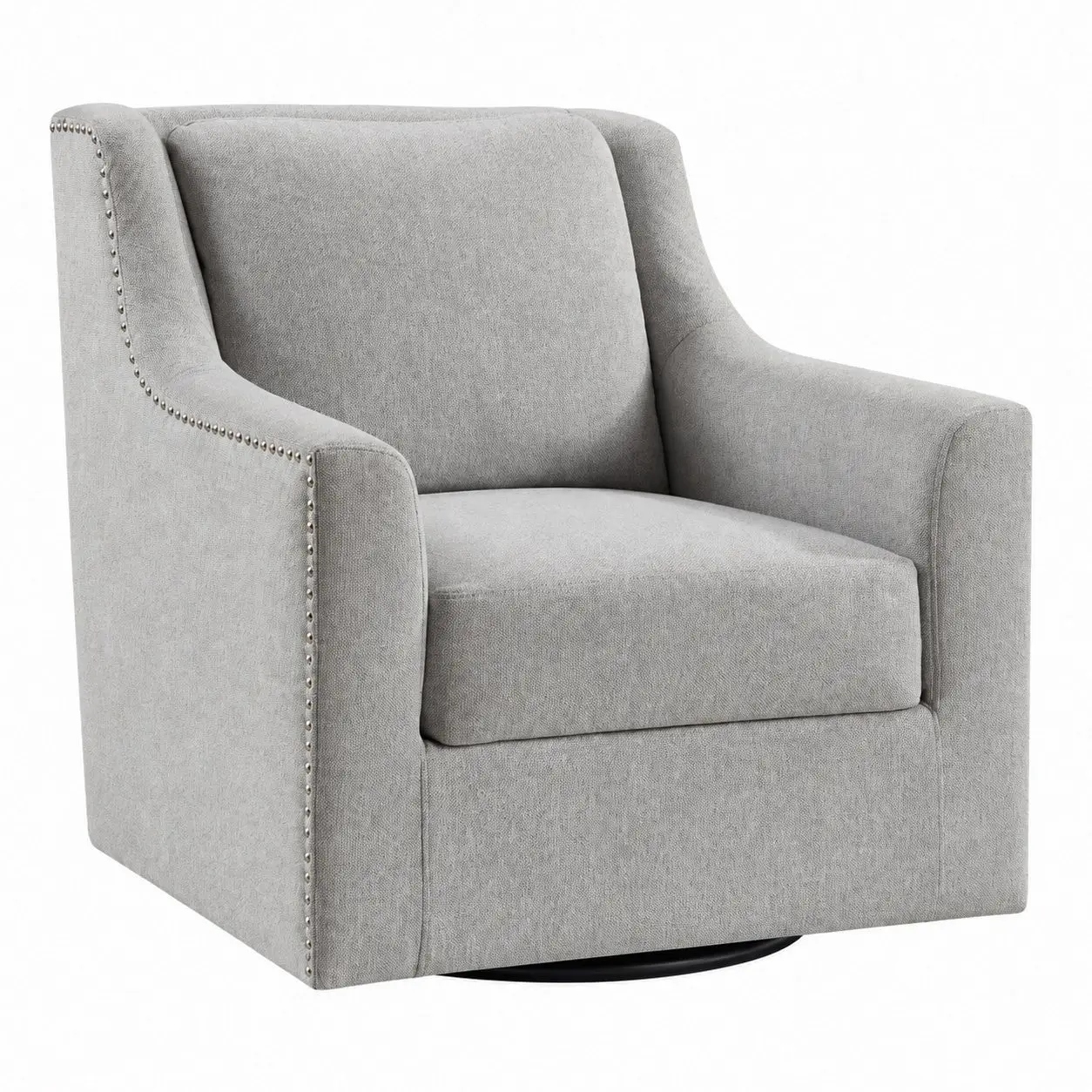 60°Swivel Accent Chair, Lounge Sofa with Nail Trim, Living Room,Bedroom, Vanity, Nursery Glider, Barrel