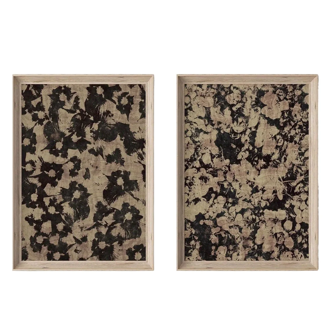 2D/Flat 2pcs Neutral Abstract Floral Pattern Canvas Wall Art, Unframed Minimalist Modern Botanical Poster for Living Room Decor