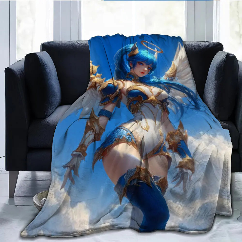 Anime Angel Guardians Flannel printed blanket suitable for all seasons suitable for living room office sofa and travel 180x250CM