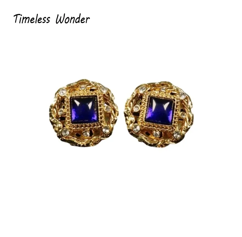 Timeless Wonder Fancy Zircon Geo Glass Stud Earrings for Women Designer Jewelry Runway Goth Classy Style Rare Gift Sweet 5152