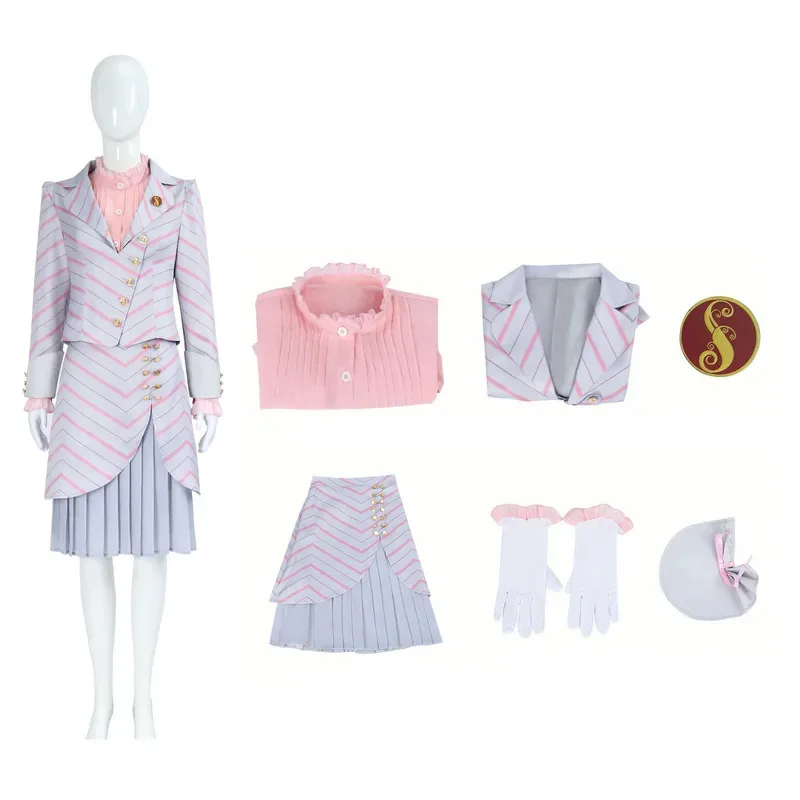 

Glinda Косплей Костюм Униформа Красное Полосатое Пальто Юбка Розовая Рубашка Хэллоуин Вечеринка для Женщин Ролевая Игра Наряд