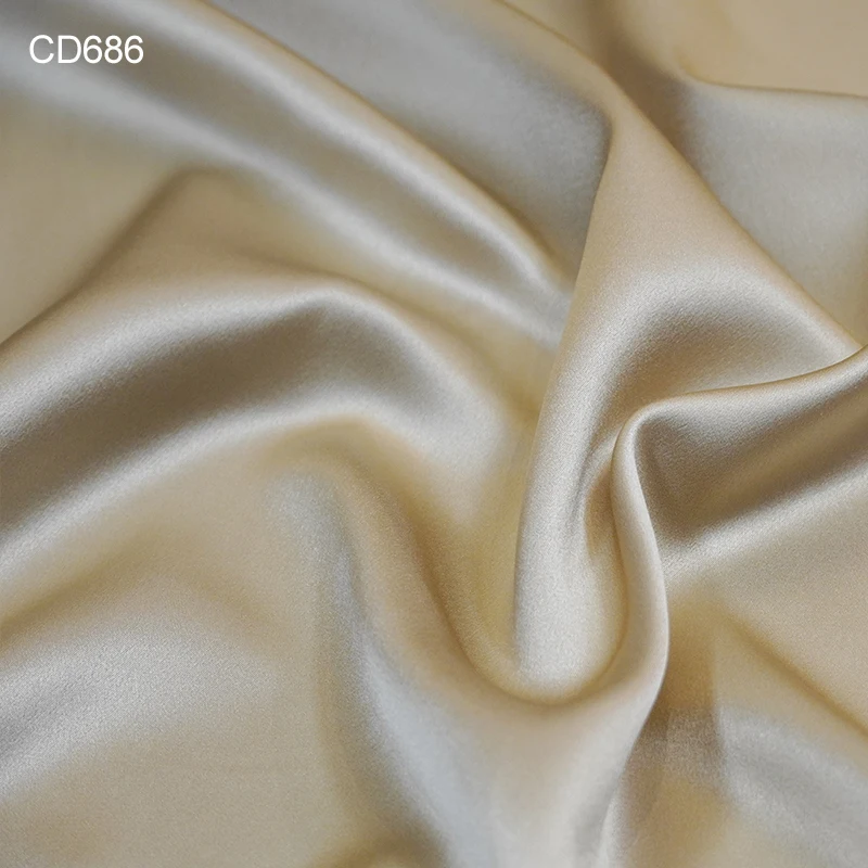 HYSK 100% satin silk fabric 30mm heavy density top grade plain genuine natural cream pink offwhite white original silk by meter