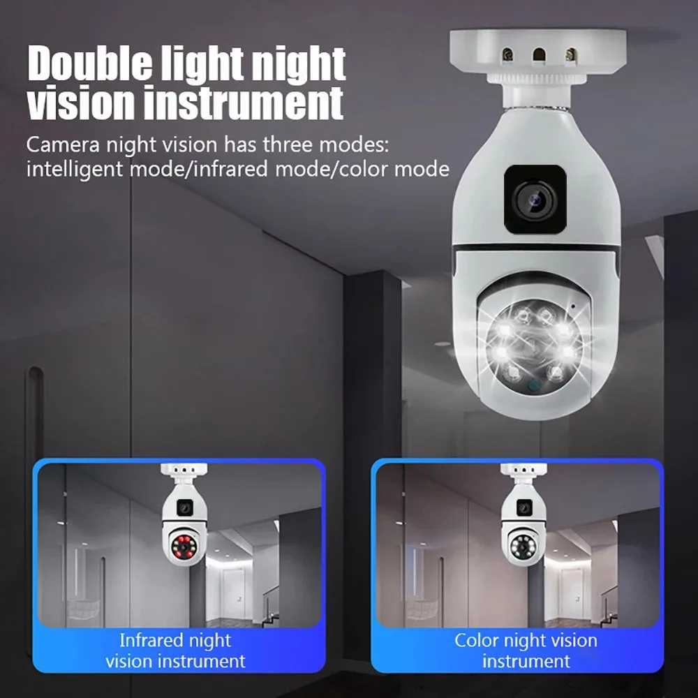 8MP E27 Bulb WIFI Camera 8X Zoom Dual Lens Indoor Surveillance Human Tracking Wireless Two-way Audio Cameras Color Night Vision image 5