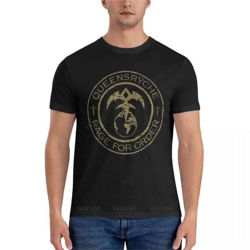 Camiseta Retro Queensryche Vor Prezenta Rage For Order para hombre, camiseta ajustada, camisetas cortas, ropa de anime