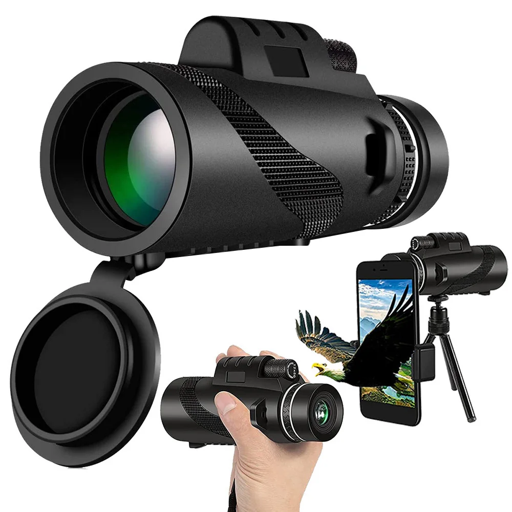 Hd Telescópio Monocular 8000M Zoom de Longo Alcance Bak4 Telescópio Prisma com/sem Tripé Telefone Clip Caça Outdoor Camping 80X100