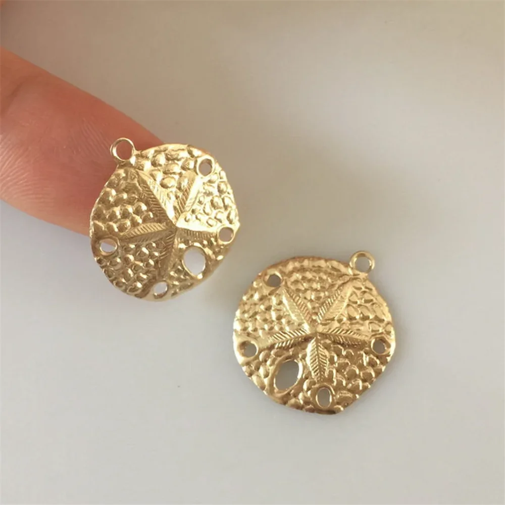 14K Gold Filled Small Sand Dollar Charms for Nautical Sea Ocean Beach Bracelet Necklace