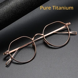 Pure Titanium Glasses Frame Men New Vintage Round Prescription Eyeglasses Frames Women Janpanese Retro Myopia Optical Eyewear