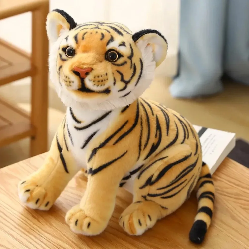 Brinquedo macio e da simulação do luxuoso do tigre do bebê, cor animal selvagem da boneca, o branco e o amarelo