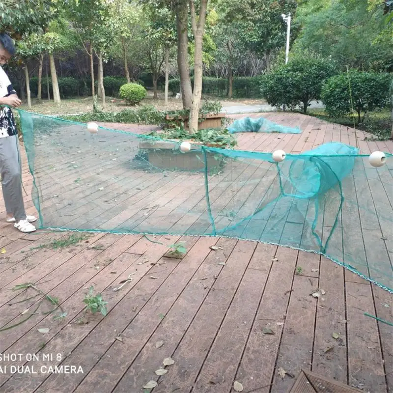 

2M Wide 0.6M High 1.5MTail Fish Cage Portable Crab Shrimp Net Fishing Net Foldable Blocking Net Fishing Gear Anti-escape Fish