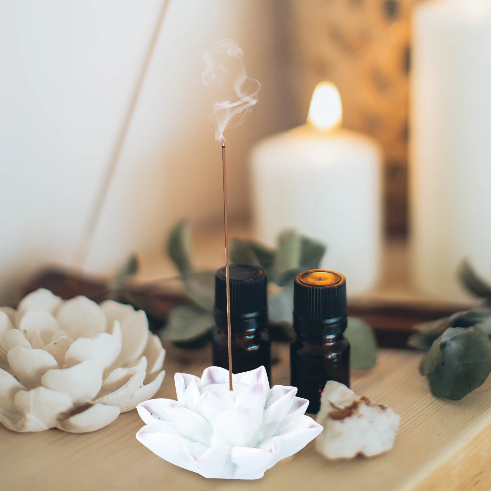 

2Pcs Lotus Shaped Incense Burner Ceramic Censer Premium Material Decorative Aroma Therapy Holder for Home Office Meditation Room