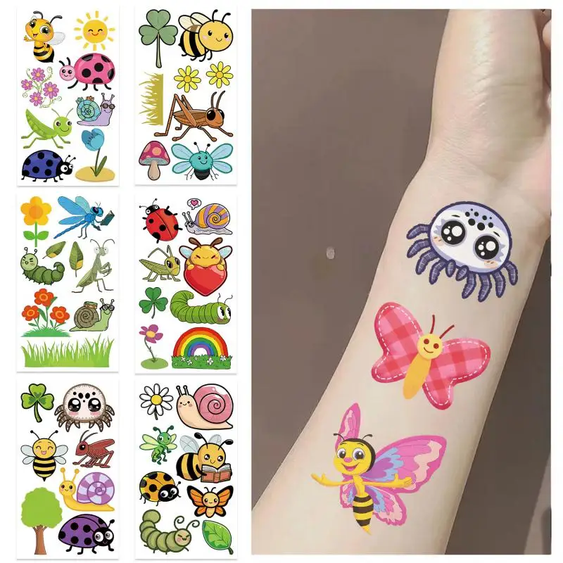 

10Pcs/set Cute Insect Butterfly Tattoo Stickers Cartoon Fake Body Art Tattoo Sticker For Birthday Party Gift