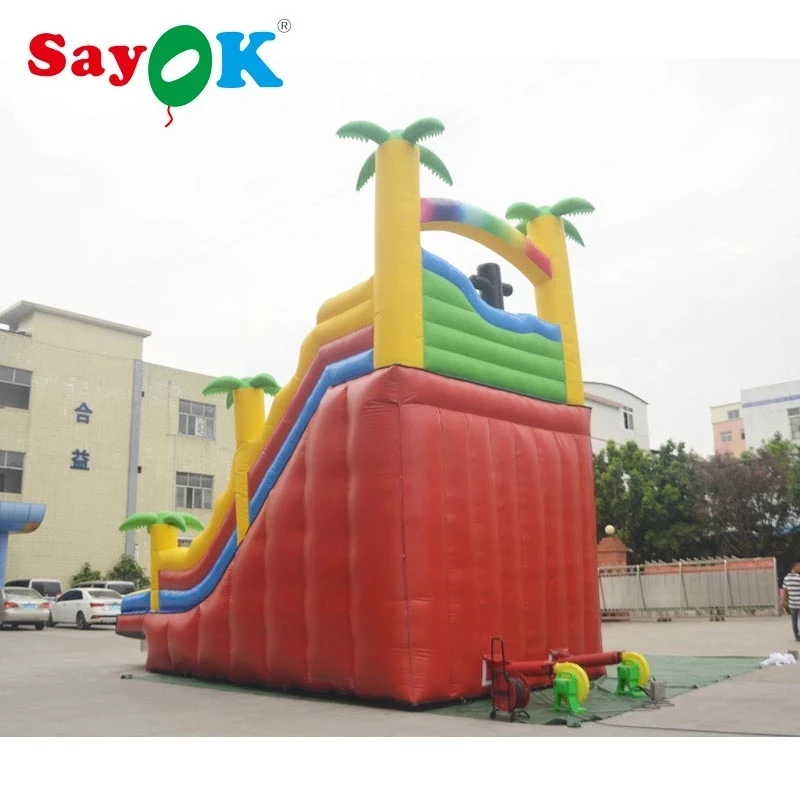 Inflatable Water Slide PVC Inflatable Bouncer Slide with Climbing Step Bouncy Castle with Blower for Kids (8x4x8m/26x13x26ft)