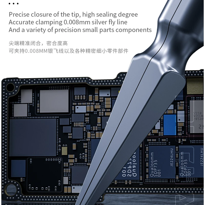 Non-Magnetic Micrometer Tweezers Ultra-Fine Tip for PCB SMD Flying Wire Repair