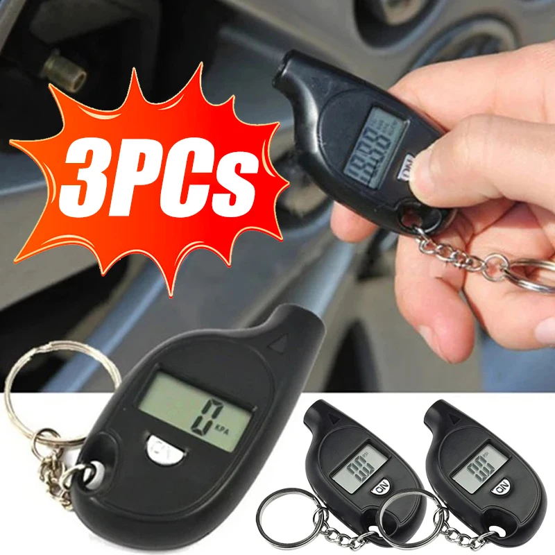 Portable Car Motorcycle Digital Tire Pressure Gauge Tester Inspection Tool Key Chain Tyre Pressure Car Repair Maintenance Tool