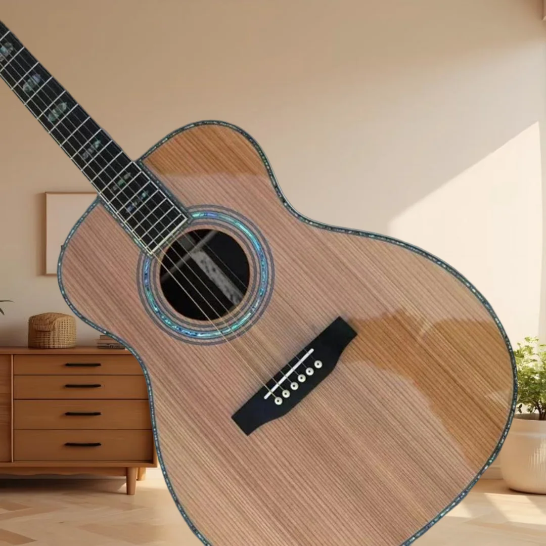 

Acoustic Guitar 6 Strings Om45 Series Red Cedar Body Solid Top Profile Full Abalone Shell Inlaid Acoustic Good Feel Free Shippin