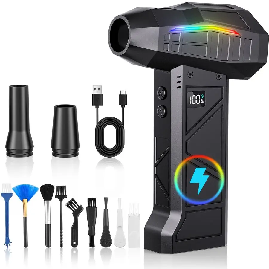 

Air Duster, 200000RPM Electric Air Duster with Light, 4Gear Adjustable Cordless Dust Blower for Computer, Keyboard, Outdoor, Hom