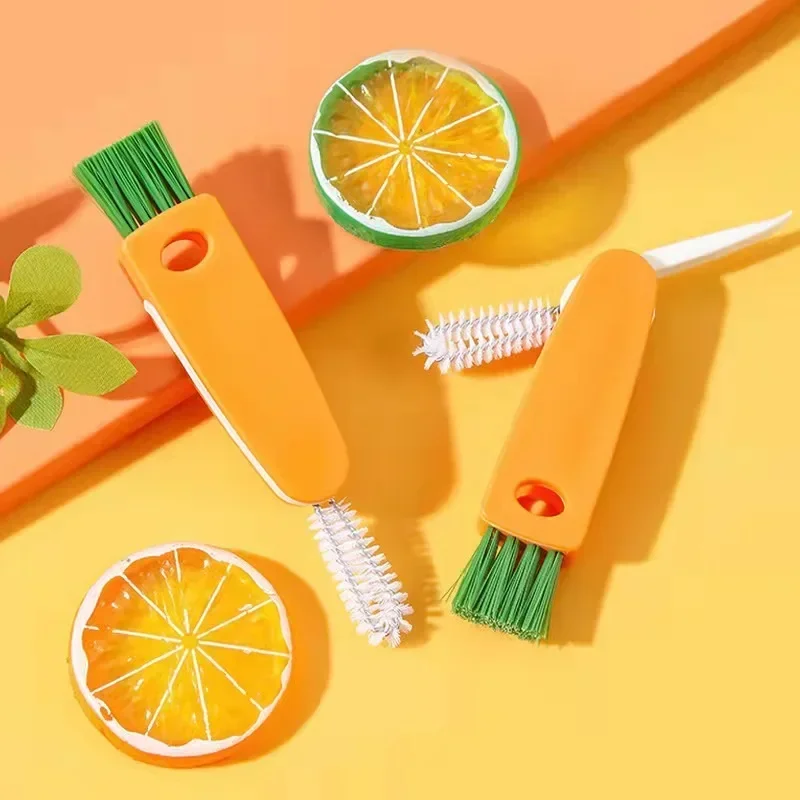 Three-in-one Cup Cover Cleaning Brush Household Kitchen Multifunctional Folding Mini All-around Creative Cleaning Brush Tool