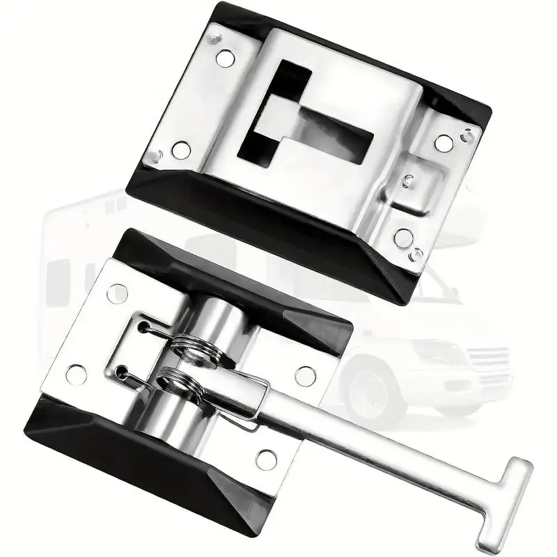 RV Catch Holder Hardware T Style Entry Door Latch for Commercial Vehicle Cargo Haulers Travel Trailers Motorhome Containers