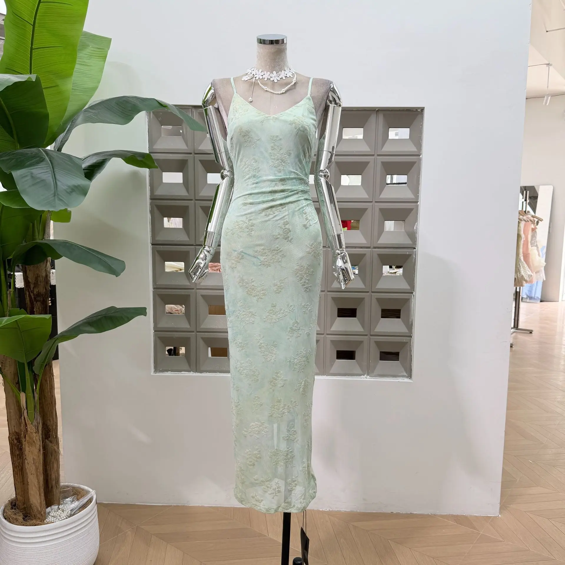 Summer Floral Velvet Midi Dress Spaghetti Strap V Neck Bodycon Ruched Waist Elegant Sheath Cocktail Party Gown Dresses For Women