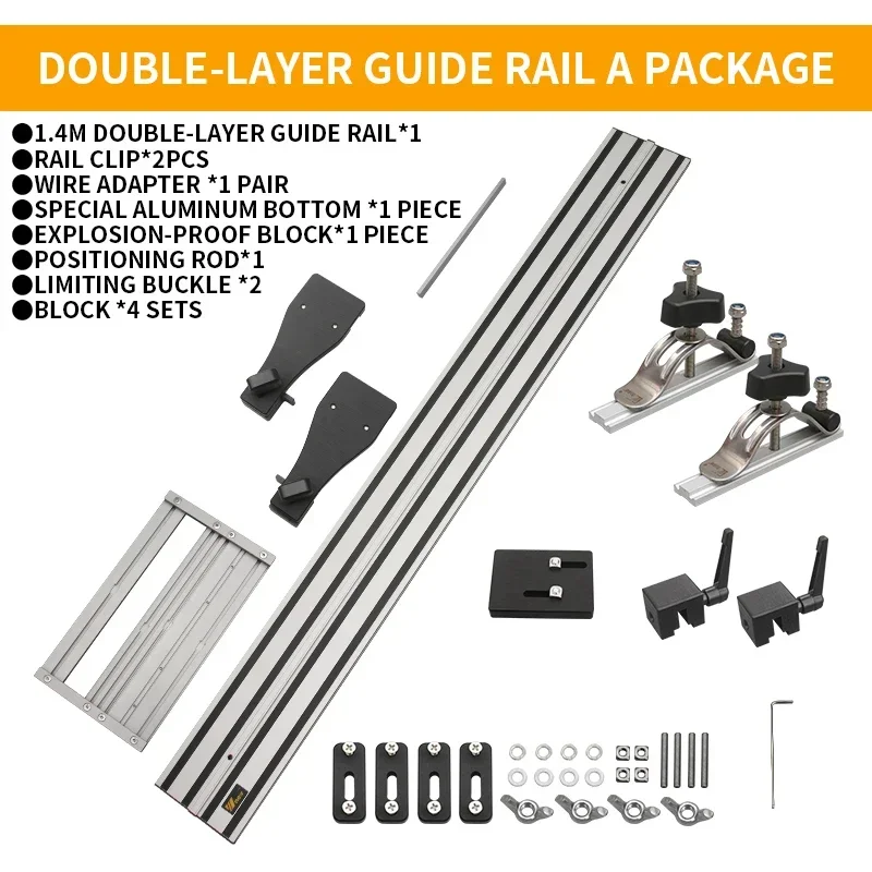 2x1.4m Guide Rails Tracks + Universal Base for Circular Saw, Track Saw, Plunge Saw, Woodworking