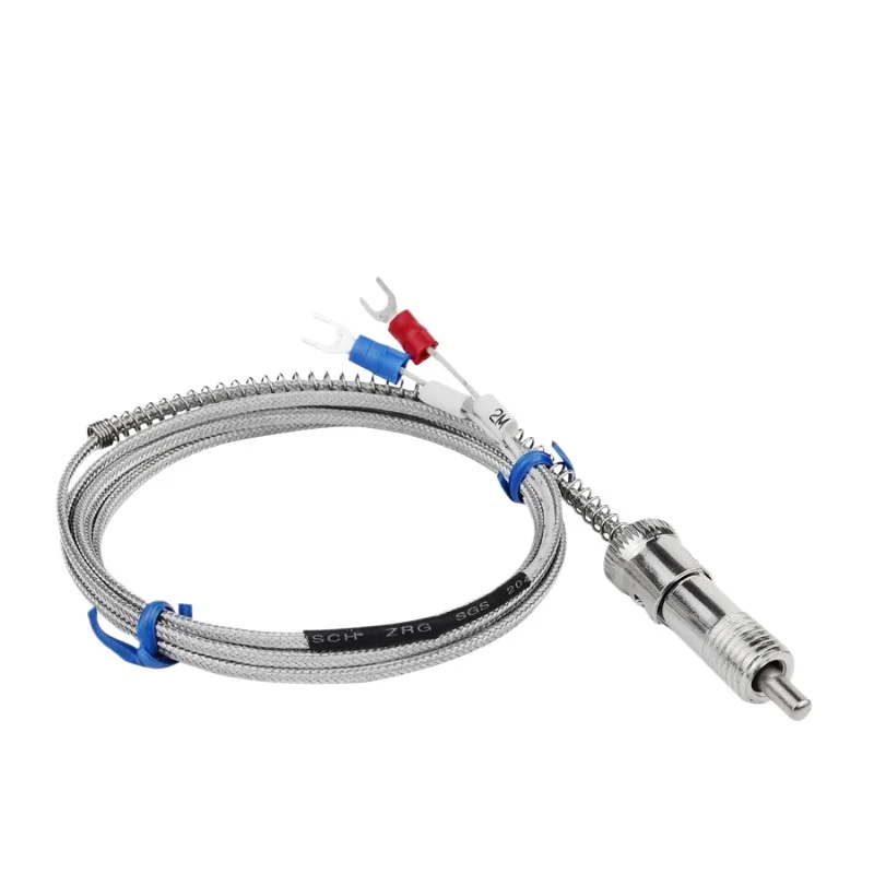 Stainless Steel Temperature Sensor K Type Thermocouple Bayonet Compression Spring with 2m Cable Wire for Temperature Controller