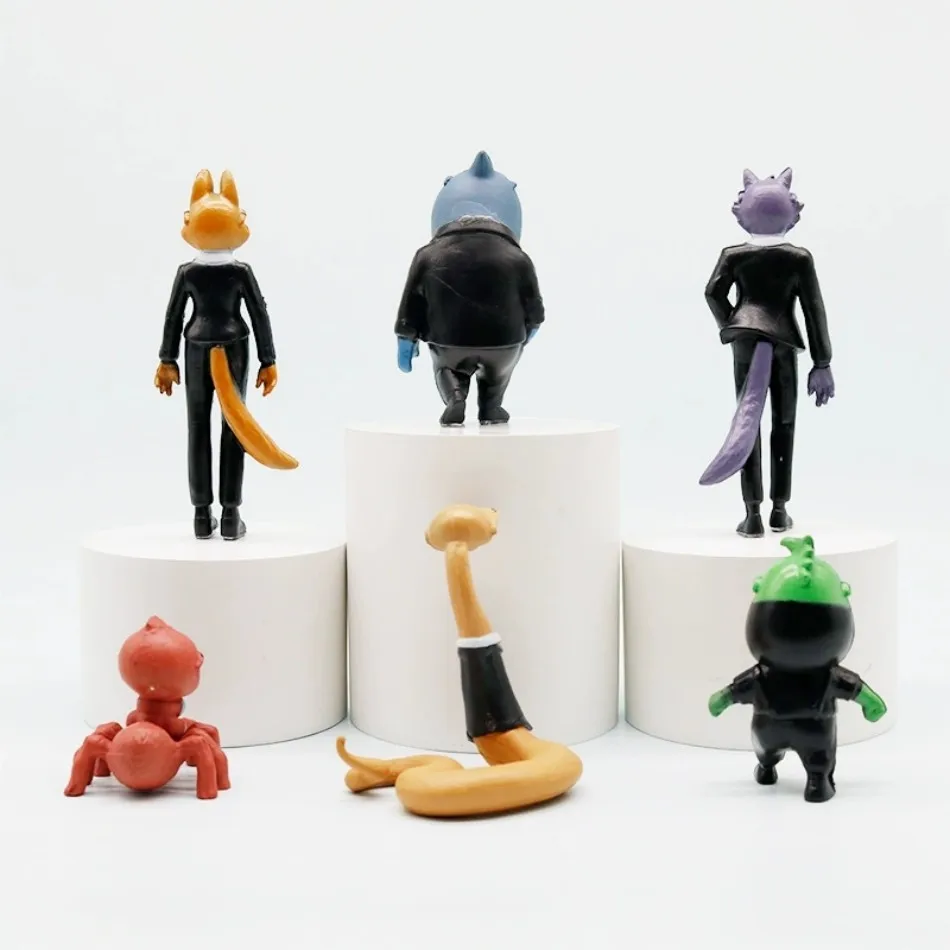 6 teile/satz Film The Bad Guys action figur Spielzeug Kawaii Wolf Piranha Schlange Shark Tarantula Anime Puppe PVC Tier Spielzeug geschenk