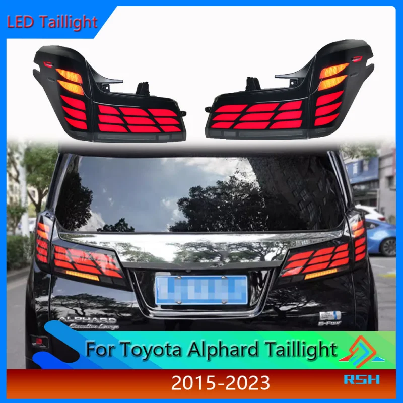 

For Toyota Alphard Taillight Assembly 2015-2023 Modification LED Running Lights Water Turn Signals Vellfire 30 Series Rear Lamp