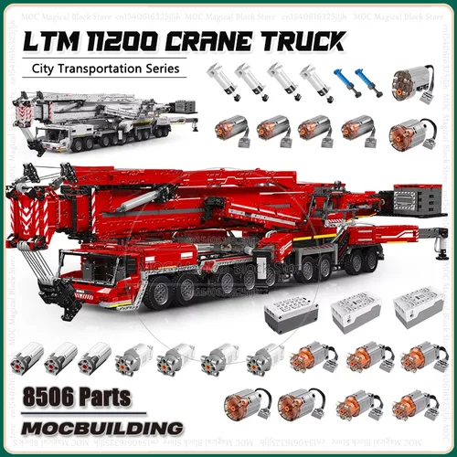 MOC Liebherr LTM 11200 크레인 빌딩 블록 세트 큰 엔지니어링 모터 트럭 컬렉션 크리 에이 티브 기술 벽돌 장난감 선물