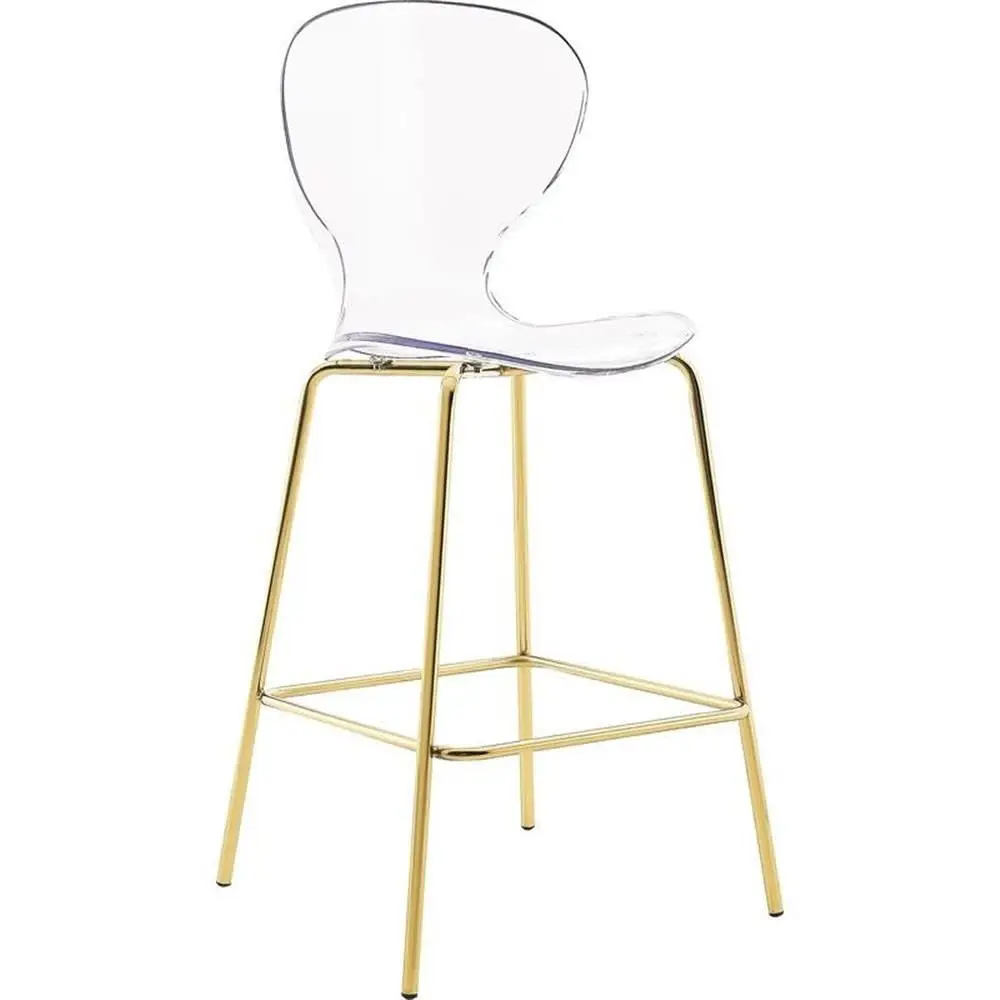 

767C Clarion Collection Modern Contemporary Lucite Polycarbonate Counter Height Stool with Sturdy Metal Legs, Gold Finish, 20 W
