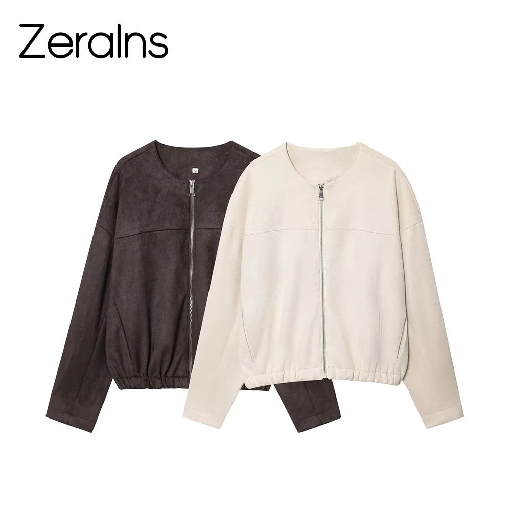 

ZERAINS Winter new women's clothing European and American style fashionable velvet effect pilot jacket jacket