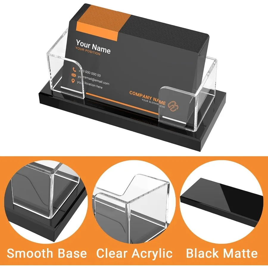 LUGUNU حامل بطاقة الأعمال للمكتب 2 حزمة حامل عرض بطاقة أكريليك شفاف يحمل 100 بطاقة منظم سطح المكتب المكتبي 4.5x1.9x1 #4