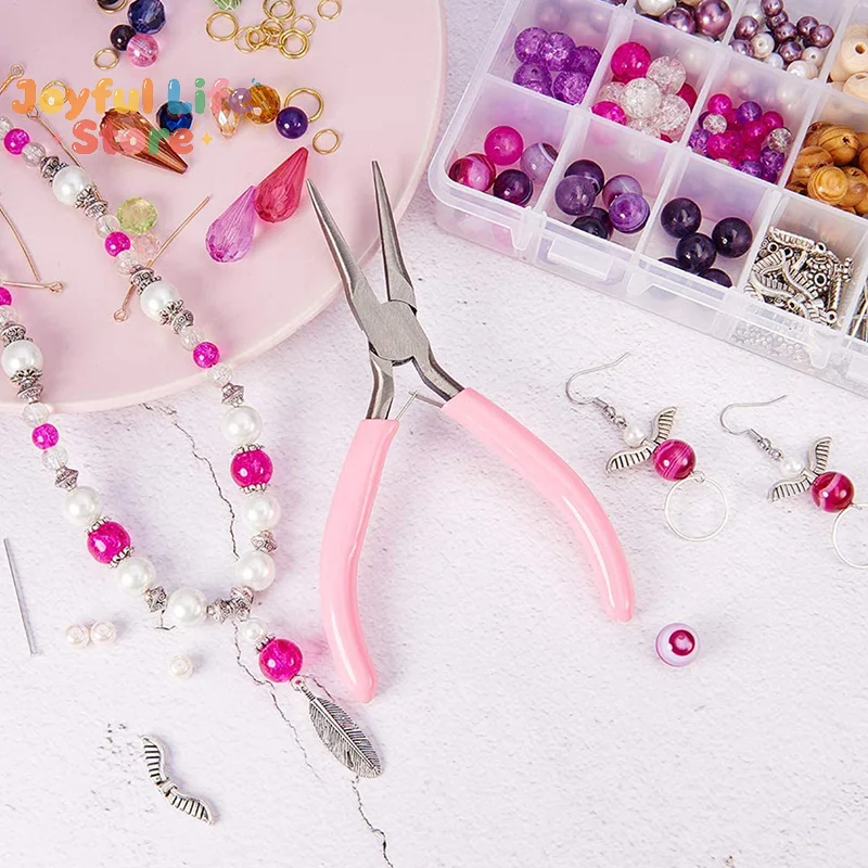 Hot Mini Pliers Diagonal Round Bent Needle Nose Handcraft Beading Insulated Cutter Pliers For Jewelry Making Tools