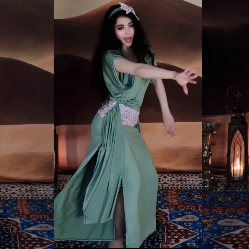 Customized Belly Dance Costume Practice Dress Folk Robe Balady Shabby Saidi Group Beginner Fantasia Feminina