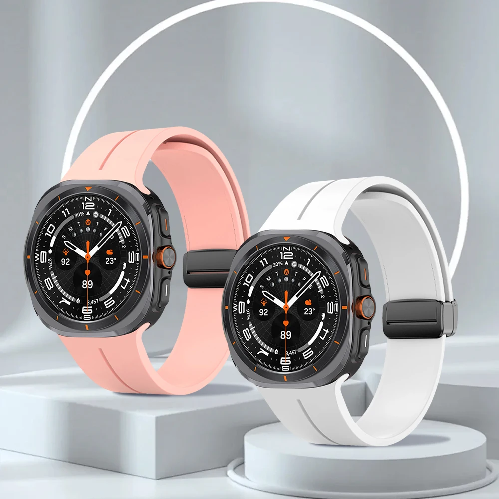 Pulseira magnética de silicone para samsung galaxy watch ultra 47mm sem lacunas pulseira para galaxy ultra 47mm esporte pulseira correa