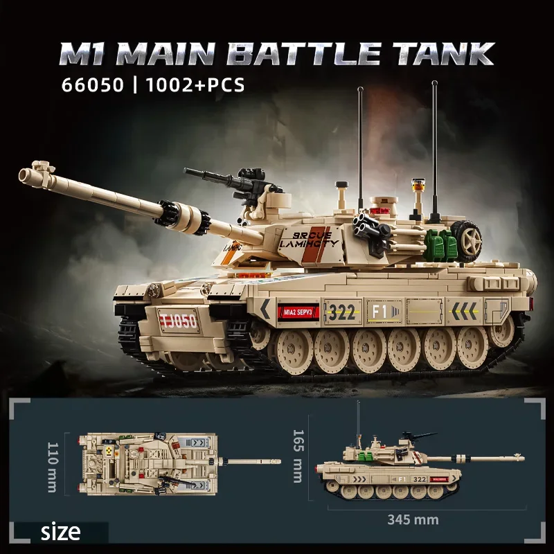 Third generation M1 Abrams main battle tank armored vehicle small particle assembled building block children's toy model