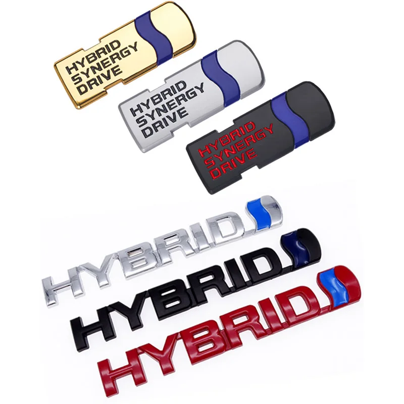 3D HYBRID Car Logo Stickers Refitting Metal Emblem Badge Decal Auto Accessories For Toyota Prius Camry Crown Auris Rav4 Corolla