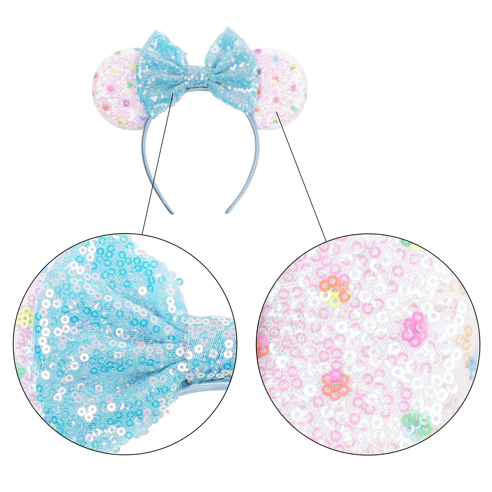 Maus-Stirnband mit Cartoon-Ohren und Pailletten-Schleifen für Frauen und Mädchen, Party-Cosplay-Haaraccessoires, Spielzeug und Geschenk für Kinder und Erwachsene – Detail 5
