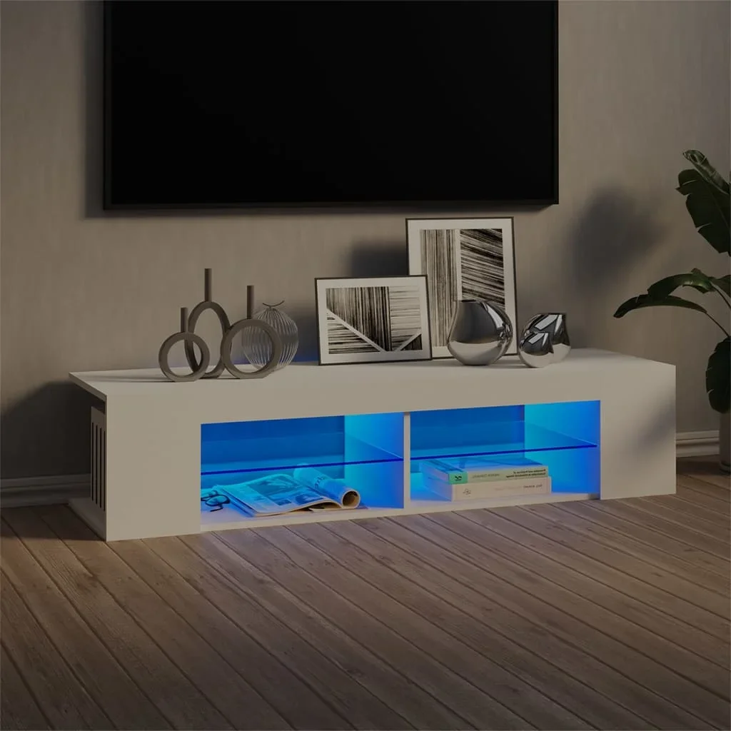 Móvel TV com luzes LED Branco 135x39x30 cm