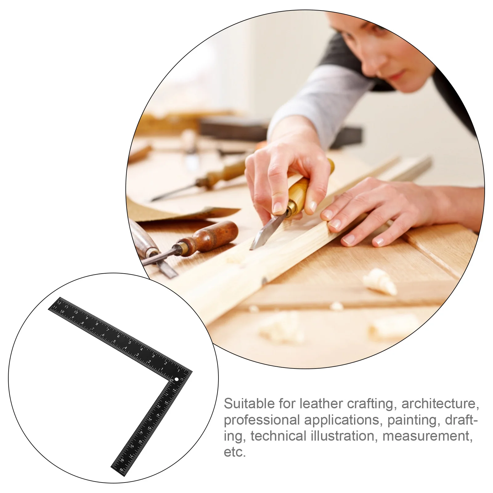 Professional Black Steel L Square Ruler Precise Measurement Tool for Crafting Woodworking Carpentry Drafting