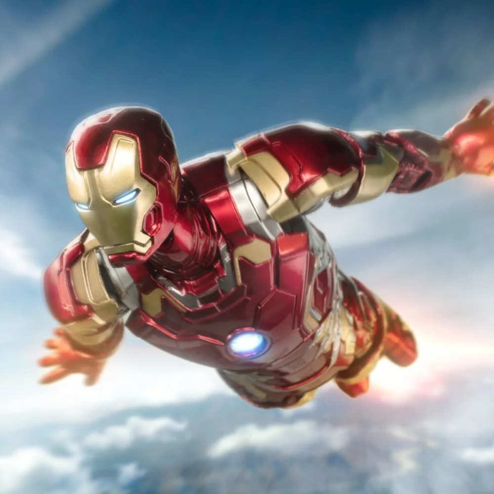 ZD Toys Original Iron Man MK43 ojos y pecho brillo figura de acción Tony Stark Mecha modelo móvil Anime vengadores colección juguete