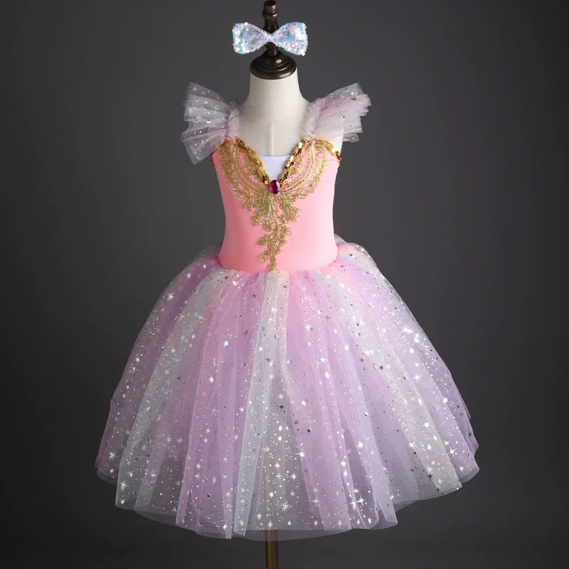 

Summer Ballerine Girl Dress Tutu Dance Ballet Girls Clothing Sequins Vestidos Party Outfit Baby Dresses Kids Ballet Leotards