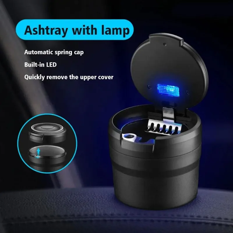 Universal Car Ashtray with LED Light Auto Car Smell Proof Fireproof Portable Auto Ashtray Acessorios Para Carro Пепельница 골프용품