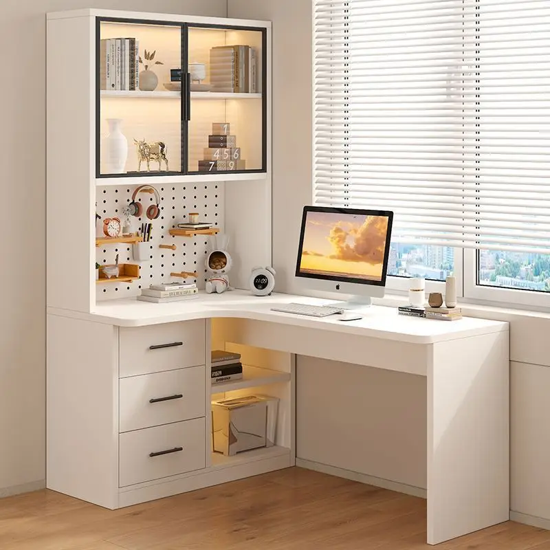 Hole board computer desk household desk bookshelf integrated table bedroom student simple study table corner writing table