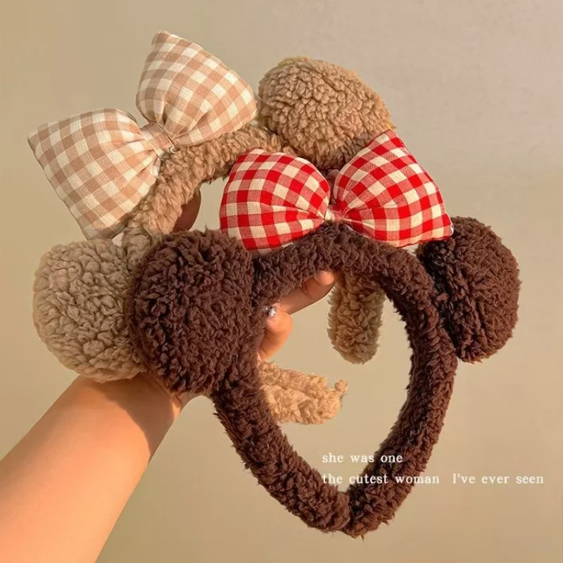 Cute Bow, Bear Ears, Plush Hair Hoops Hair Clip, Cartoon Brown Headband, Hair Accessories